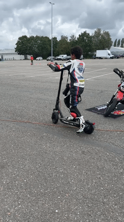 Motorcycle training session with gear and practice runs