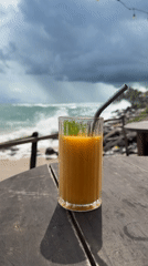 Stormy morning at beachfront cafe in Ahangama, Sri Lanka