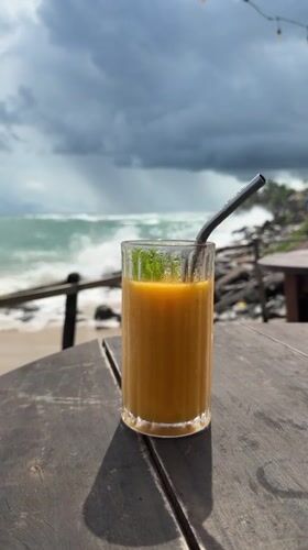 Stormy morning at beachfront cafe in Ahangama, Sri Lanka