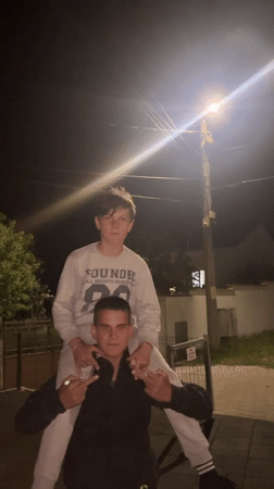 Young men socialize during sunset in Goritsa, Bulgaria