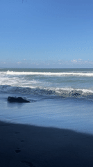 Clear morning beach scene captured in Kediri, Indonesia