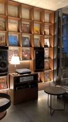Inside a vinyl-stocked industrial cafe in Mojokerto
