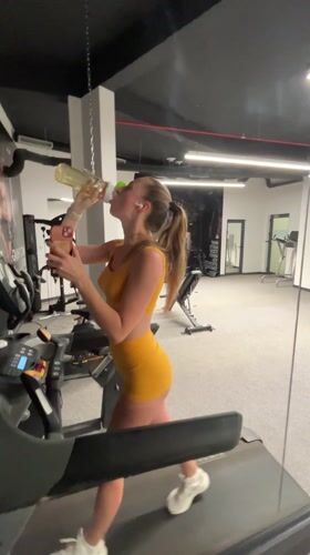 Woman exercises at gym in Boreti, Montenegro