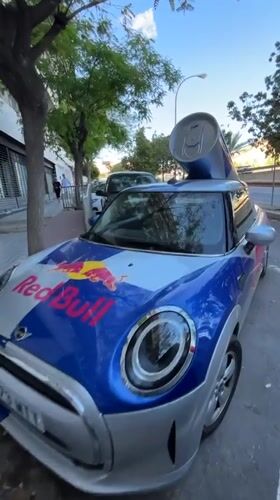 Red Bull-branded Mini Cooper spotted parked in Alicante