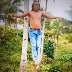 Slacklining and tree climbing session in tropical Dubai setting
