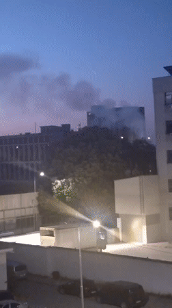 Smoke and pink clouds observed over Stara Zagora at dusk