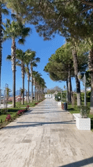Morning stroll documented through scenic Kemer resort pathways