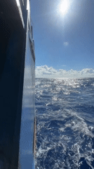 Ship passenger records sunny ocean voyage from deck