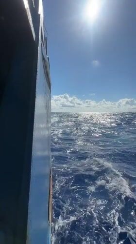 Ship passenger records sunny ocean voyage from deck