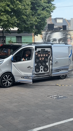 Mobile sound system van draws attention on London street