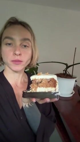 Lazy Karon morning: cake, coffee, and a dog.
