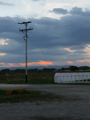 Dusk landscape filmed from moving vehicle in Tinaquillo, Venezuela
