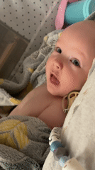 Baby observed resting peacefully in Moscow playpen early morning