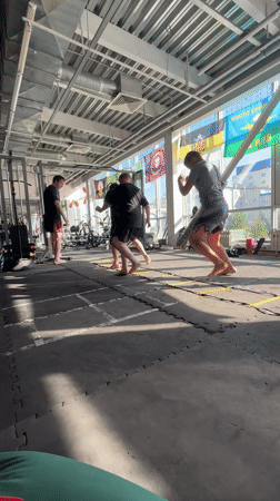 Early morning fitness training session in Perm gym