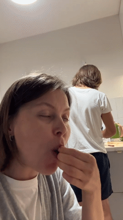 Snacking and strawberries in an Izhevsk kitchen
