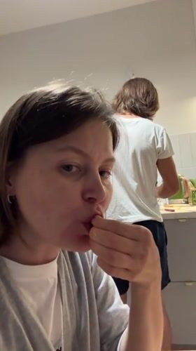 Snacking and strawberries in an Izhevsk kitchen