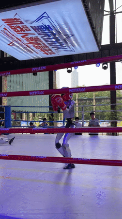 Humanoid robots square off in a boxing ring in Dadukou