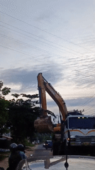 Excavators transported, construction work observed in Lhokseumawe streets