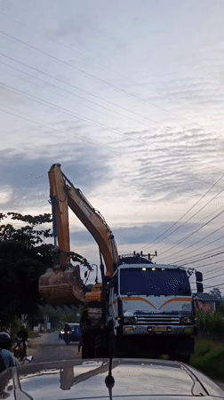 Excavators transported, construction work observed in Lhokseumawe streets