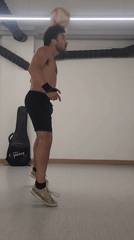 Man performs soccer tricks in Altdorf dance studio