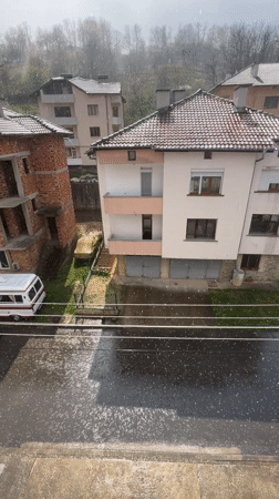 Hailstorm hits Zlatograd Bulgaria residential area April 19