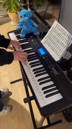 Late-night keyboard practice session recorded in Buenos Aires apartment