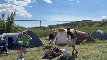 Outdoor camping and climbing activities observed in Khvalynsk, Russia