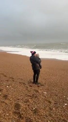 Family explores Dorset coastal towns during winter seaside outing
