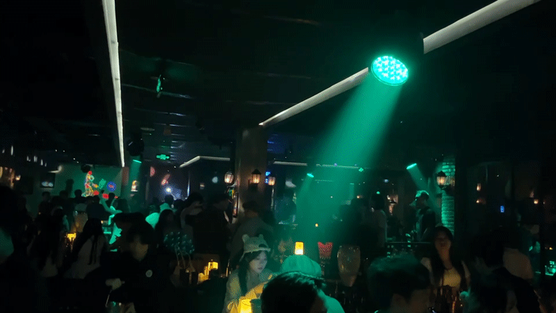 Crowded nightclub scene captured in Liangjiang, China