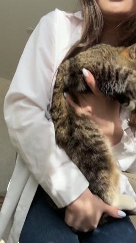 Woman documents daily life with cat in rural Russia