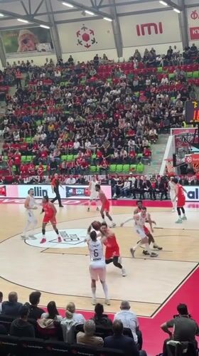 Basketball game draws packed crowd in Botevgrad, Bulgaria