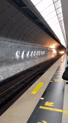Train arrives at Chkalovskaya subway station in Yekaterinburg