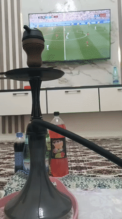 Hookah session with soccer on TV, Ashgabat