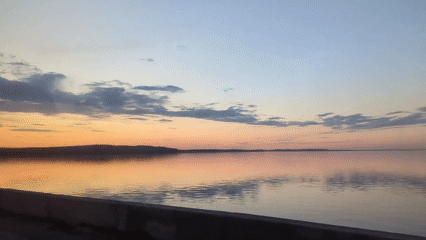 Sunset documented over Kama River in Chaikovsky, Russia