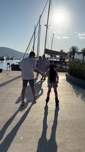 Father, daughter enjoy sunny afternoon at Tivat marina