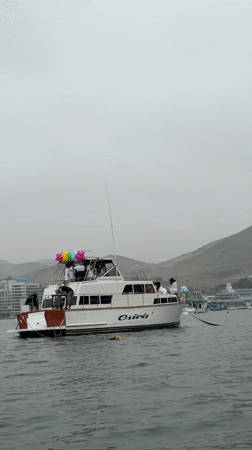 Harbor life documented in Ancón, Peru during overcast afternoon