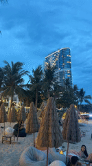 Beach dusk scenes and street art along a coastal strip