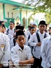 Students gather for morning activities in Lhokseumawe, Indonesia