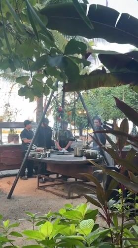 Daily life scenes documented across Denpasar beach and dining areas