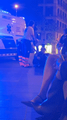 Emergency responders attend nighttime incident in Barcelona