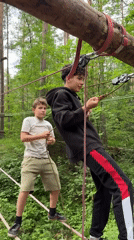 Forest ropes course activity documented in Chaikovsky, Russia