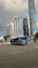 Tel Aviv city buses navigate urban streets