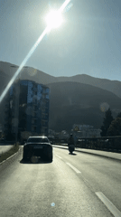 Morning traffic recorded on Montenegro road includes car, motorcycle