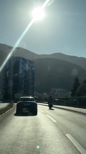 Morning traffic recorded on Montenegro road includes car, motorcycle