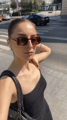 Woman takes morning selfie on Moscow street