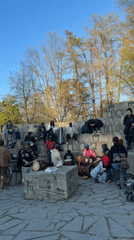 Drummers gather for impromptu session on Milan stone steps