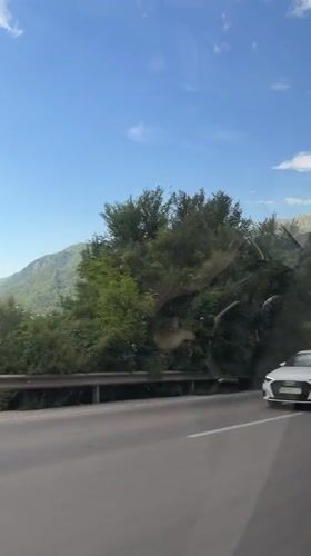 Vehicle journey recorded through Montenegro's mountain landscape