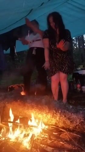 Forest campfire gathering near Tarasovskoe on a summer evening