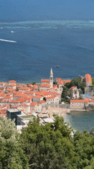 Tourist captures aerial views of Montenegro's Sveti Stefan coastline