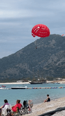Beach day documented in Fethiye with parasailing, relaxation activities